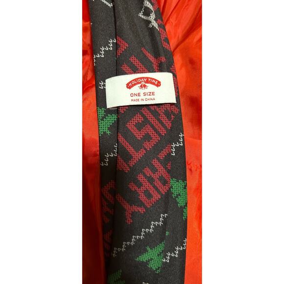 Holiday Time Mens Black Red Green Merry Christmas Ya Filthy Animal Blazar w/ Tie - Picture 11 of 13